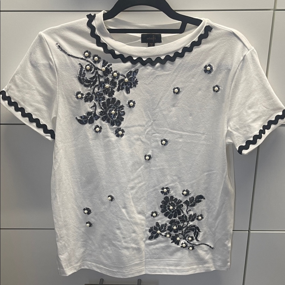 Ontheblvrd White Tee with Black Embroidery